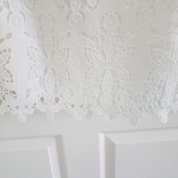 White Floral Print Cutout Pencil Skirt - Picture 3 of 9